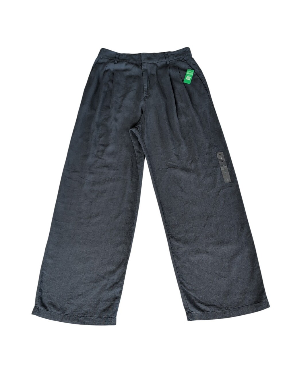 Gap Easy Trouser Wide-Leg High Rise Linen Blend Pleated Pants 12 Sailor Blue